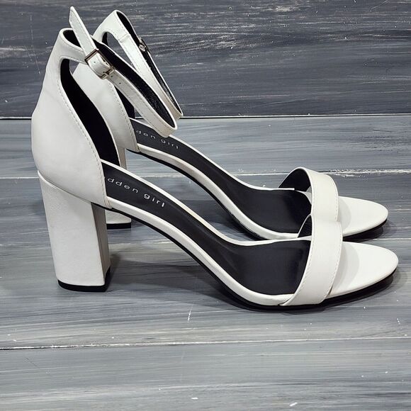 MADDEN GIRL Womens White‎ Beella Round Toe Block Heel Heeled Sandal 11 M - Picture 4 of 11